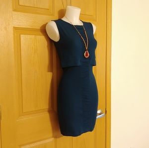 NWT TOPSHOT Navy Blue Tiered Dress w/ Ruching